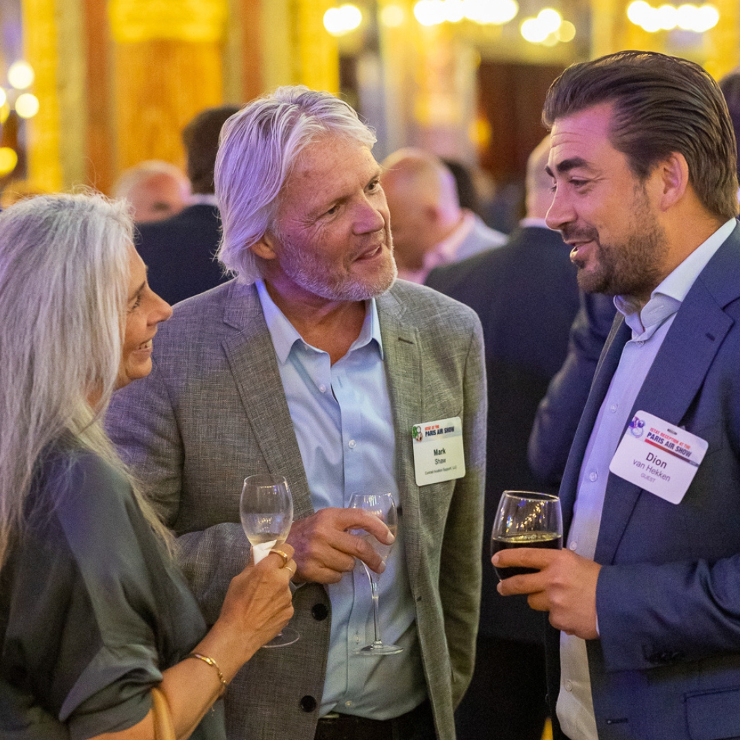 airshow reception guests conversing